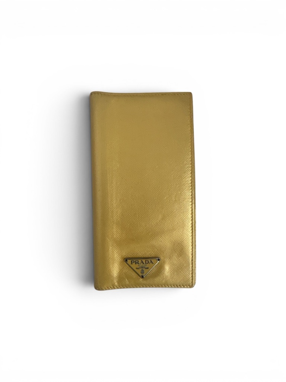 Prada Saffiano Gold Checkbook Cover. Made in Italy